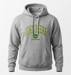 John Deere Men’s Gray Logo Pullover Pouch Pocket Heavyweight Hoodie. Size XXL