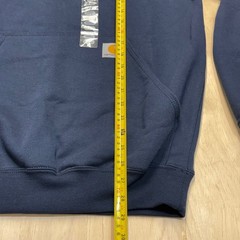 NEW! Carhartt Mens Small Loose Fit Midweight Logo Sleeve Hoodie Navy Blue K288