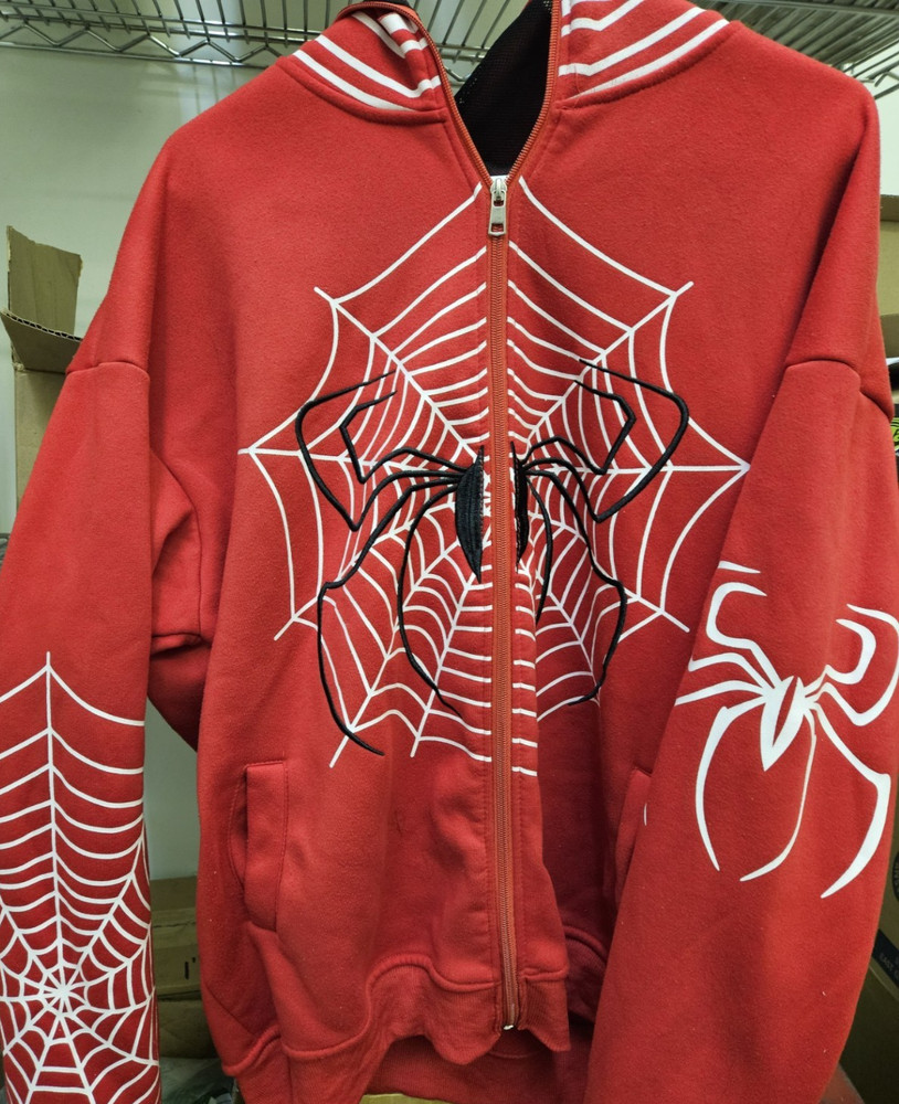 PRE OWNED SPIDER MAN SIZE LARGE WITH DESIGN HOODIE WITH PULL OVER MASK