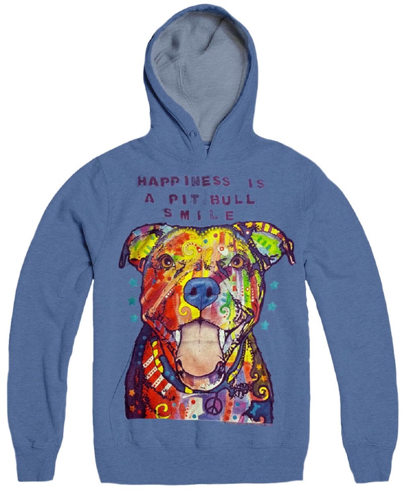 Happiness Is A Pit Bull Smile Adult Hoodie Sweatshirt Pit Bull Dad Mom NWT