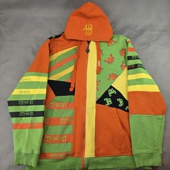 Miskeen Hoodie Mens XL Multicolor Full Zip Graphic Fleece Sweatshirt Colorful