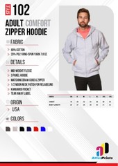 Adult Essential ZIP UP Plain Hoodie Cotton Hooded Fleece Warm Unisex Sweatshirt
