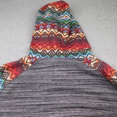 Hooey Hoodie Mens XL Gray Southwestern Aztec Rayon Pullover Lightweight