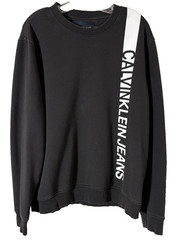 Calvin Klein Jeans Men’s Black Sweatshirt White Spell-Out Long Sleeve Cotton Lg