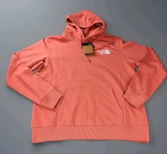 The North Face Men’s L Hoodie Coral Pink Box Logo Never Stop Exploring NWT