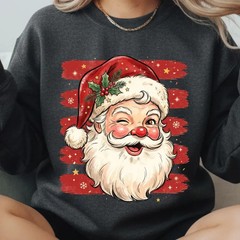 Striped Christmas Santa Sweatshirt Holiday Winter Apparel Gift