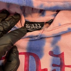 Von Dutch Bleached Hoodie Teens 14/16 Large 18×21 Pink Blue