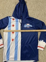 Chicago Bruins Hoodie “Fear None Respect All” Blue & White/Red Stars Sz Med