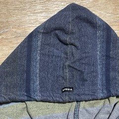 Vissla Men Medium Hoodie Pullover Long Sleeve Shirt Blue Striped Boho Baja EUC