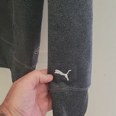 PUMA Men’s Gray Graphic Logo Fleece Pullover Hoodie w/ Pockets Size L