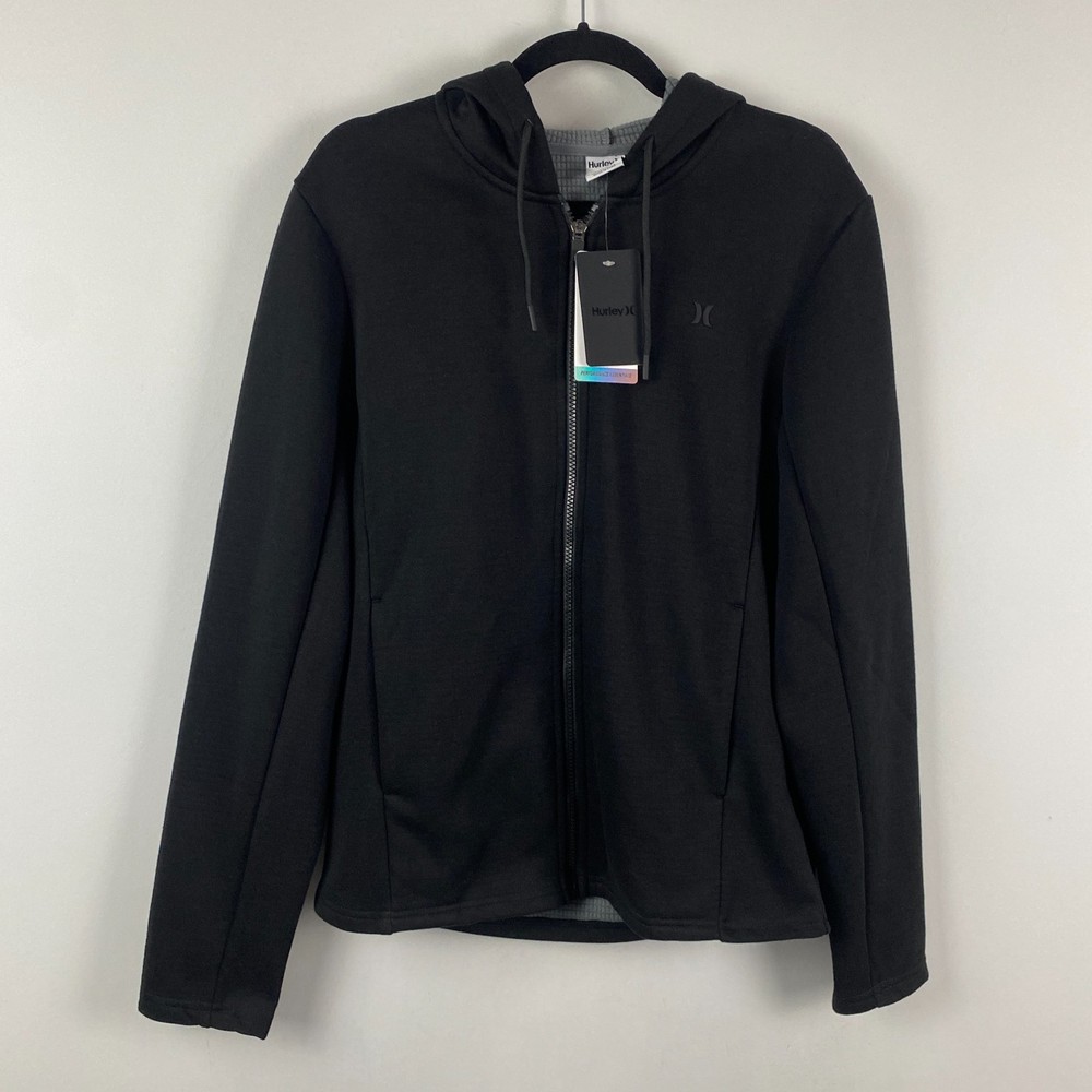 Hurley Exist Icon Bonded Fleece Zip Up Hoodie Black US Mens Small