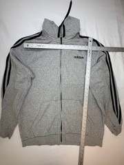 Adidas Men’s Hoodie Sweatshirt Full Zip Front Pockets Logo Size XL Grey