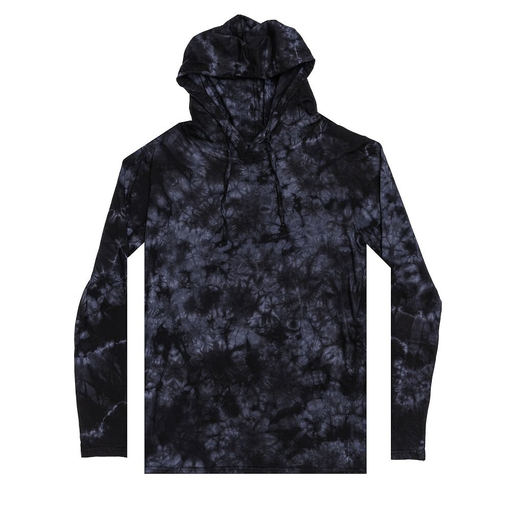 Tie Dye Crystal Black Long Sleeve Hoodie Adult S M L XL 2XL 3XL 100% Cotton