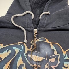 VTG The Great China Wall Hoodie Full Zip Men XXL Skull Graffiti Style Los Angele