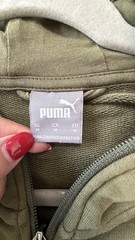 PUMA Men’s Green Full Zip Hooded Hoodie w/ Pockets Drawstring Logo Tape M