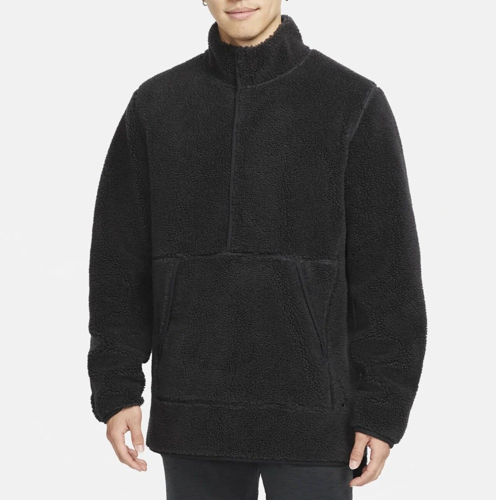 Nike Yoga Men’s Black Sherpa Fleece 1/2 Snap Pullover (DD2182-010) S/M/L/XL/XXL