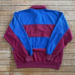 VTG 90s Rugby Collared Sweatshirt XL Pink/Blue Striped Preppy M Steeplechase