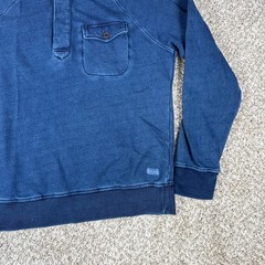 Lucky Brand Sweatshirt Mens M True Indigo Henley Pocket Long Sleeve Pullover
