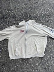 Coors Banquet Hoodie Mens XXL Beige Full Zip Graphic Sweatshirt Beer VTg look