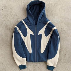 Retro Devil Print Zip Hoodie Y2K Casual Streetwear Hooded Sweatshirt