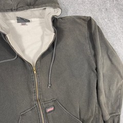 Vintage Dickies Faded Full Zip Hoodie Mens L Black Thermal Lined Waffle Workwear