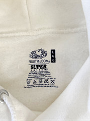 Fruit of the Loom Heavyweight Super Cotton Hoodie Size Lg. White NOS