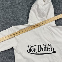 Vintage 90s Von-Dutch Full-Zip Hoodie Teens XL 17×19 White
