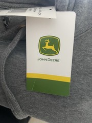 New John Deere Hoodie Men’s M Gray Pullover Sweatshirt 2 Sided Tractor Deer Logo