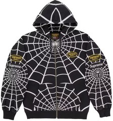 Supreme Vanson Leathers Spider-Man Zip Up Hooded Sweatshirt – Size Large