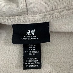 H&M Men’s Loose Fit Beige Fleece Full Zip Hooded Hoodie w/ Pockets Size M