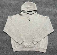 Vintage 80s Sportswear Hoodie Gray Tri Blend Rayon Sweatshirt Made in USA L