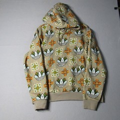Adidas Originals AOP Trefoil Hoodie JW1084 Biege Multicolor Pixel Geo Men’s XL
