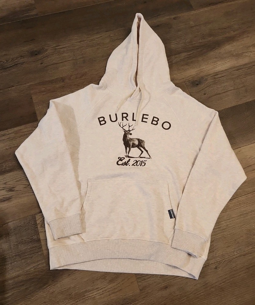BURLEBO Men’s L Fleece Hoodie Soft Midweight Pullover Light Tan Brown Buck New