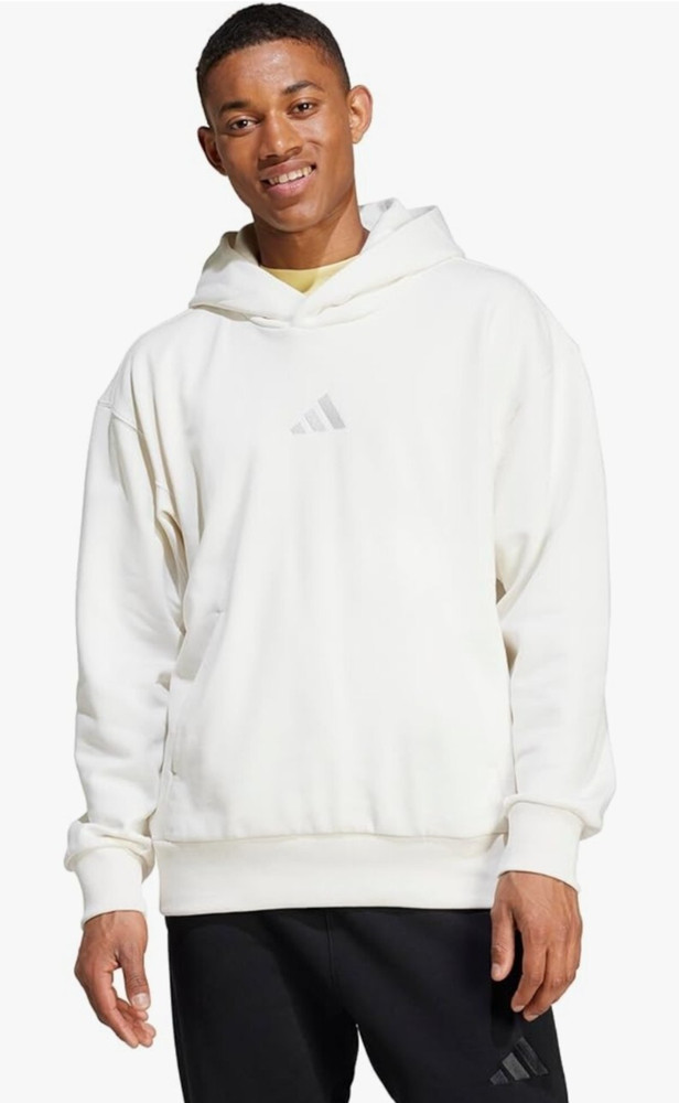 adidas Men’s Hoodie All Season Fleece Pullover Off White Relaxed Fit Size 2XL