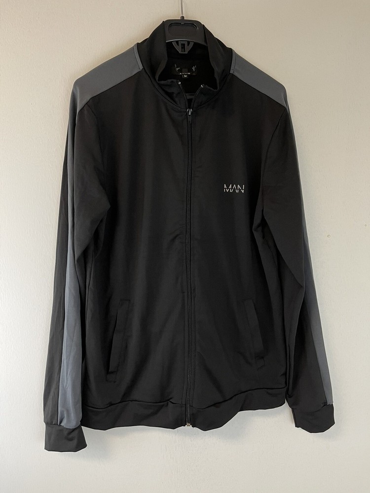 Boohoo Sweater Mens Medium Sweatshirt Black Full Zip Pullover N216