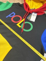 Polo Ralph Lauren Men Color Block Hoodie Navy Blue Yellow Pocket Size Large