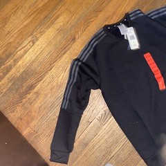 adidas Men’s Crew Neck Black Sweatshirt With 3 Stripes NWT