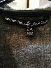 Beverly Hills Polo Club Mens Jacket Size 2XL Grey Black Full Zip Up Front Hoodie