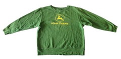 John Deere Sweatshirt Mens L Green Crewneck Pullover Logo Fleece Farm Tractor