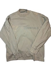ESSENTIALS Men’s Beige Logo Crewneck Fleece Pullover Sweatshirt Size XS