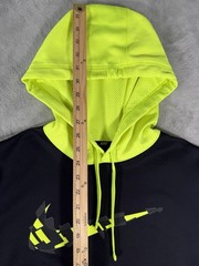 Nike Hoodie Men’s Medium Black Green Sportswear Club Fleece Pullover Big Swoosh