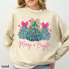 Merry Bright Christmas Xmas Holiday Winter Sweatshirt Apparel Gift