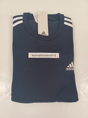 ADIDAS ESSENTIALS FLEECE 3 STRIPES SWEATSHIRT GK9111 LEGEND INK WHITE MENS SZ L