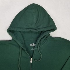 Hollister Dark Green Full Zip Hoodie Men’s Large Soft Fleece Front Pockets