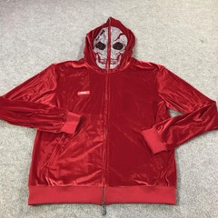 Guapi Hoodie Mens XL Red Velvet Skull Rhinestone Full Zip Limited Edition Jacket