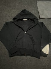 ESSENTIALS Jet Black Classic Fleece Zip Up Hoodie