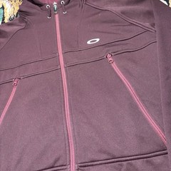 Oakley Full Zip Up Hoodie Jacket Full Zip Large Red Utility Pockets Logo Outdoor