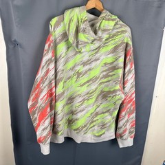 Nike Mens XXL Tiger Stripe Camo Hoodie Green Orange Pullover Fleece Sweatshirt