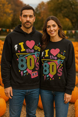 I love the 80s Unisex Size XL Black Colorful Long Sleeve Sweatshirt