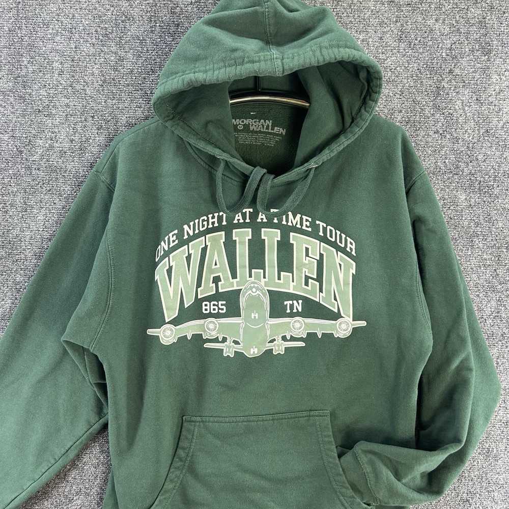 Morgan Wallen One Night At A Time World Tour Hoodie Mens M Green Concert 2023